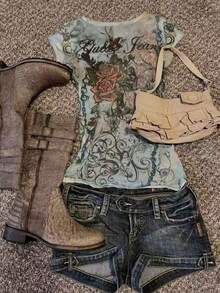 Glimmora 女士数码印花修身短袖T恤 - 彩色 - 查看 2