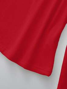 Franclia 新款加厚百搭圆领长袖女式T恤，冬季款 - 紅色 - 查看 5