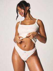 Missguided x Playboy Bunny Printed Brief Underwear For Daily Comfort Cute Animal Pattern Intimate Apparel - White - View 4