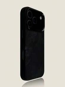 SHEIN Basic living Ốp lưng điện thoại giả da cao cấp, chất liệu flannel, tương thích với iPhone 17 Pro Max, 17Pro, 17Air, 17, 16, 15, 14, 13, 12 Pro Max, chống sốc và mềm mại. - màu đen - Xem 3