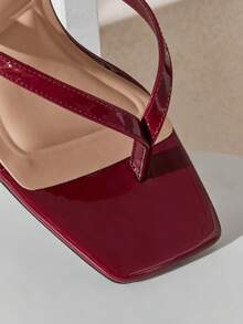 SHUZIA Sandal quai ngang gót vuông thoải mái dành cho nữ. - Màu Đỏ Sâu - Xem 7