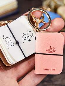 Zazumi 1pc Mini Keychain Notebook Portable Multi Color Paper Planner For Travel School Office Journaling Gift Idea Small Cute Traveler Notebook With Blank Pages For Daily Notes Goals Memories - Multicolor - View 3