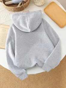 SHEIN 少女抓绒卫衣 - 黑色 - 黑色 - 查看 2