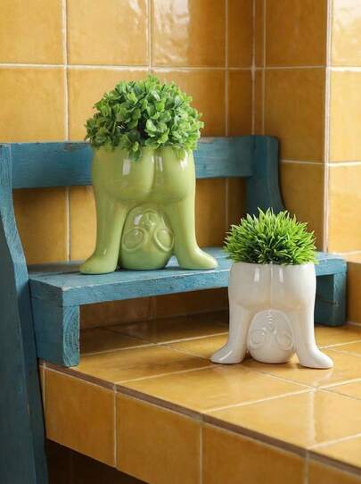 Joivida 1个外星人造型陶瓷花盆，迷你尺寸，创意办公桌装饰，易于养护，绿色植物种植盆，家居桌面摆件，潮流装饰