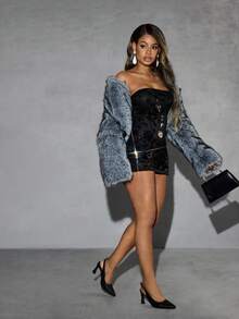 CUCCOO TILAWA Women's Pointed Toe High Heel Black Rhinestone Glamorous Sexy Party Banquet Backless Pumps - Black - View 10