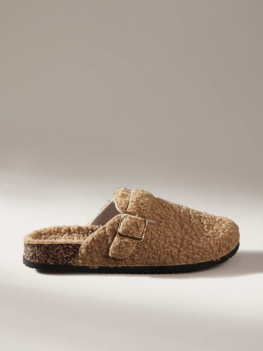 Solecia 女士搭扣设计休闲时尚勃肯鞋风格平底套脚鞋 - 薑色 - 查看 1