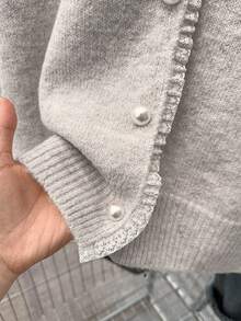 GlowEve CURVE 女士优雅蕾丝长袖宽松大码开衫毛衣，外套，适合婚礼宾客，秋冬季穿着 - 灰色 - 查看 2