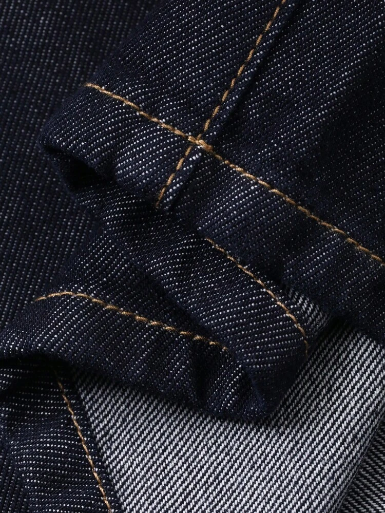 Women's Casual Fashion Daily Commute Square Neck Single-Breasted Fitted Denim Vest And Wide-Leg Denim Pants Set, Spring/Summer