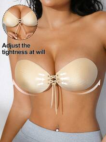 NudeFit 1片装女士自粘交叉胸贴 - 杏色 - 查看 1