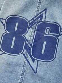 SHEIN Jeansy dla nastolatek, estetyka Y2K, luźna, szeroka nogawka, wygodny bawełniany denim, nadruk w gwiazdki, odpowiednie do noszenia na co dzień, do szkoły, na spotkania, w podróż, na powrót do szkoły, nowość na jesień - Średni jeans - Zobacz 6