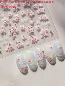 精致蝴蝶翅膀美甲贴纸 - 自粘式，无香型，适用于手脚装饰，设计优雅，易于粘贴，是秋冬季DIY美甲的完美之选。 - 粉色 - 查看 4