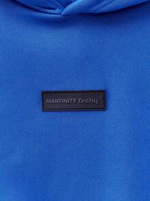 Manfinity VCAY 男士休闲纯色宽松套头连帽运动衫，海军蓝字母长袖加厚连帽衫，适合朋友、丈夫、男朋友的礼物，适合秋冬 - 綠色 - 查看 6