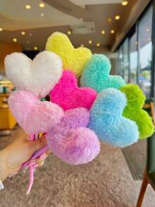 Joivida Cute Fluffy Heart-Shaped Pen With A Pom-Pom Top, A Compact Tool For Journaling And Writing, An Aesthetic Ballpoint Pen Perfect For Creative Note-Taking, An Adorable Desk Stationery Choice, And A Thoughtful Gift Option(Random Color) - Multicolor - View 5