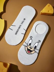 TOM & JERRY X SHEIN 5Pairs Soft Thin Breathable Women Invisible Socks Moisture-Wicking Low Cut No-Show Socks Fashionable Casual Cute Cartoon Multicolor Boat Socks For Spring & Summer,Graphics Socks,Unisex Men - Multicolor - View 14