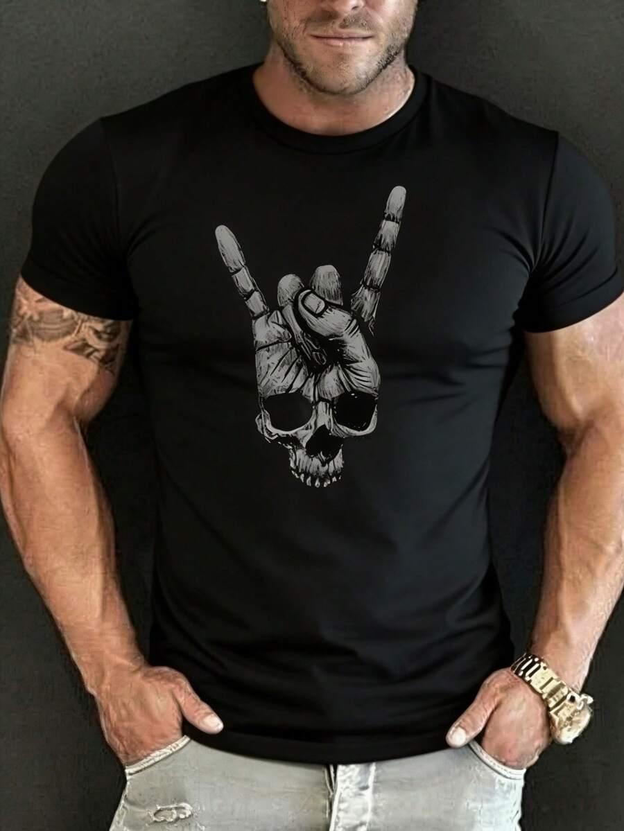 Camiseta de manga corta unisex para verano, 100% poliéster, estilo versátil, corte holgado, peso 180 gramos, una pieza. - Negro - Ver 1