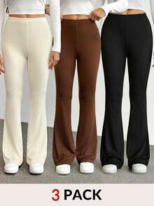 SHEIN Tall 3pcs Women High Waist Bodycon Flared Pants Set, Suitable For Autumn And Winter - Multicolor - View 1