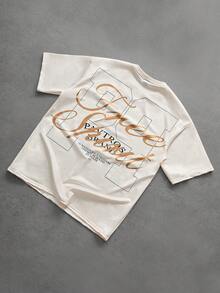 PAVTROS 男士街头风流行自由精神印花T恤，适合户外音乐节、休闲外出、送给男友/丈夫的礼物、周年纪念礼物，米白色 - 彩色 - 查看 5