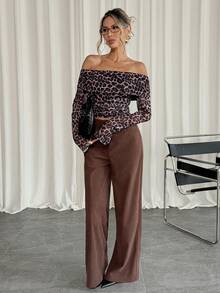 Siren Gaze Women's Fashionable Sexy Off Shoulder Leopard Print Long Sleeve T-Shirt Leopard Top Spring Casual - Multicolor - View 6