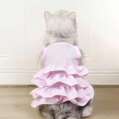 PETSIN 1 件涤纶蓝天白云吊带公主裙，淑女风连衣裙，时尚可爱芭蕾舞风格吊带裙，适合猫狗穿着，室内外均可穿着。