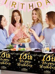 1/2 chiếc khăn trải bàn hình chữ nhật dùng một lần màu đen vàng ánh kim, thích hợp trang trí bàn tiệc sinh nhật lần thứ 18, hoàn hảo cho nam nữ, tiệc sinh nhật 18 tuổi, quà tặng tiệc tùng, khăn trải bàn trang trí, quà sinh nhật, quà lưu niệm. - Nhiều màu - Xem 7