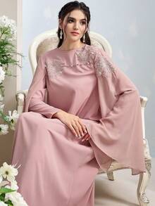 Al Najma 女士土耳其长款连衣裙和阿拉伯传统长袍 - 粉色 - 查看 6