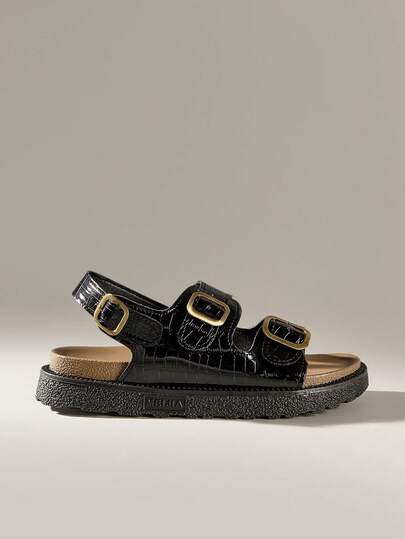 Solecia Women's Buckle Design Casual Everyday Versatile Sandals