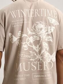 Musero 短袖圆领“SUMMERTIME”印花衬衫，落肩设计，春夏必备叠穿单品 - 駝色 - 查看 2