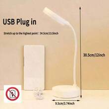 1pc Goose Neck Design 360° Adjustable Arm USB Lamp | USB Lamp | USB Powered | 3-Color (White/Neutral/Warm) Dimmable (Long Press To Adjust Brightness) | Can Be Used As Phone Holder | LED Eye-Care Study Office Desk Lamp | Home Lighting Desk Lamp | Nightlight | Atmosphere Decor Lamp - one-size - View 2