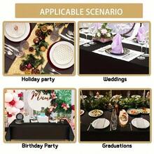 6 Pieces Elegant Disposable Black Tablecloth, Machine Woven, Perfect For Weddings, Bridal Showers, Birthdays, And General Gatherings. Easy To Clean Indoor Plastic Cover - Multicolor - View 8