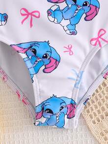 Emery Rose Kids Emery Rose Kids Young Girl Striped Cartoon Pattern 3D Floral One-Piece Swimsuit - Blue - View 6