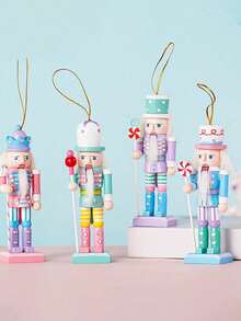 3-4pcs/Set 13cm Nutcracker Hanging Ornaments, Nutcracker Soldier Christmas Tree Pendants, Creative Wooden Puppet Soldier Christmas Decorations, Home Holiday Decor, Suitable For Christmas Party, Holiday Decor, Home Decor, Party Favors, Room Decor - Multicolor - View 10