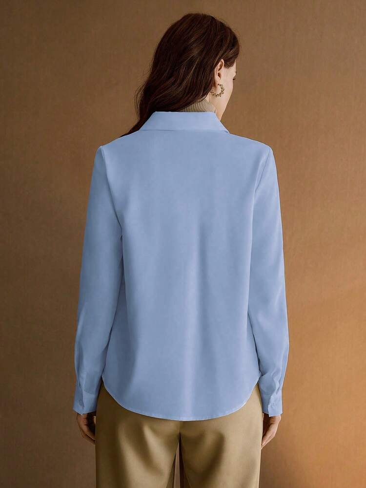 WOMEN'S SOLID COLOR PINTUCKS ELEGANT COMMUTER VERSATILE BLOUSE, SPRING/AUTUMN