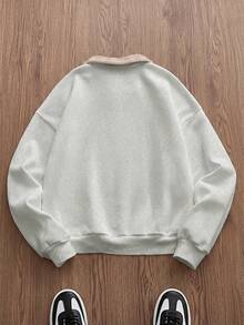 SWAVVY 男士针织休闲宽松保暖长袖卫衣，秋冬季 - 淺灰色 - 查看 2