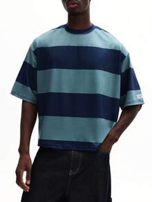 SUMWON Oversized Short Sleeve Crew Neck T-Shirt With Horizontal Stripes Relaxed Fit Casual Summer Top - Multicolor - View 5