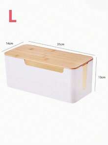 线缆管理盒，实木盖，适用于台式机、电视、电脑、USB集线器系统的线缆整理器，用于遮盖和隐藏电源板和线缆 - 白色 - 查看 13