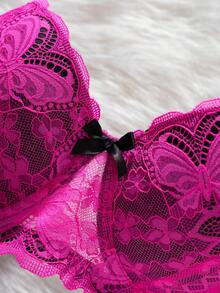 DesireSculpt 2pcs/Set Plus Size Women Lace Solid Minimalist Underwire Adjustable Bras - Multicolor - View 7