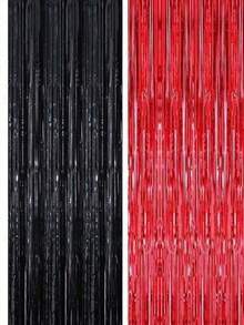 2件套1米x2米派对背景幕布，金属箔，流苏，金属帘，生日，婚礼，单身女性周年纪念装饰，成人雨丝帘，生日派对背景墙装饰，流苏闪亮铝膜墙帘 - 2Pcs - 查看 26