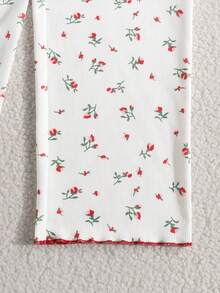 SHEIN 3pcs Tween Girls Casual Knit Loungewear Set - Ditsy Floral Camisole, Long Pants, And Shorts - White - View 6