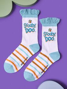 SCOOBY-DOO X SHEIN 1双女士爪印条纹船袜 - 彩色 - 查看 2