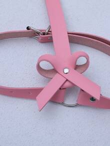 SHEIN 2pcs Sexy Lingerie Set With Leather Decor, Valentine's Day - Pink - View 5