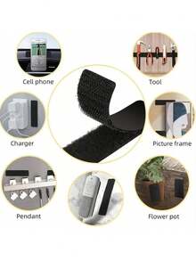 32pcs Self-Adhesive Random Color Hook-And-Loop Fastener, Adhesive Fastener Hook Loop With Glue For DIY Sofa Carpet Self-Adhesive Double-Sided Back Adhesive Punching Rounded Corner Anti Slip - Black - View 8