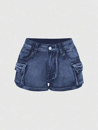Grunge Punk Tenues d'été pour femmes Short en jean déchiré taille basse, style de rue punk
