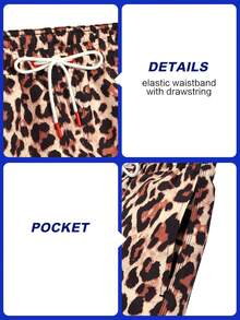 Horizaway 男士夏季度假豹纹抽绳腰带沙滩短裤 - 棕色 - 查看 7