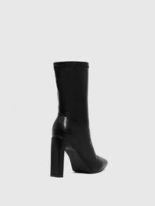 Daringsoles 女士尖头侧拉链设计时尚日常百搭优雅高跟踝靴 - 黑色 - 查看 10