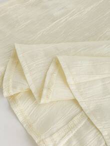 SHEIN Franclia 女士优雅通勤亮面缎面束腰衬衫 薄纱衬衫 透视衬衫 优雅女式衬衫 女士衬衫和罩衫 薄纱衬衫 - 杏色 - 查看 8