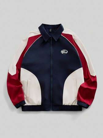 Street Life Veste décontractée pour hommes avec empiècements de couleurs contrastées et manches raglan avec fermeture éclair