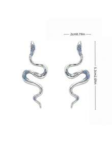 Joivida 2 件装机械蛇耳钉，釉面质感，蛇形设计，个性十足，适合青少年和成人佩戴，时尚配饰，热销单品