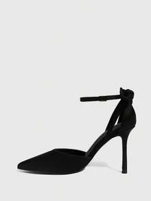 CUCCOO SZL Women's Pointed Toe Buckle Design Fashionable High Heels, Versatile For Daily Wear For Christmas - Black - View 5