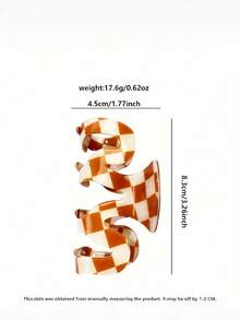 Joivida 1pc/4pcs, Women's Acrylic Chessboard M Hair Clips - Elegant Retro Design, Black And White, Cyan And Cream, Orange And Beige, Pink And Gray - Perfect For Daily Use, Vacation, Office And Thanksgiving - Multicolor - View 6