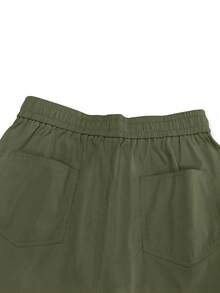 Chillumni Men's Casual Fashion Street Simple Versatile Solid Color Flap Pocket Side Loose Cargo Pants - Army Green - View 7